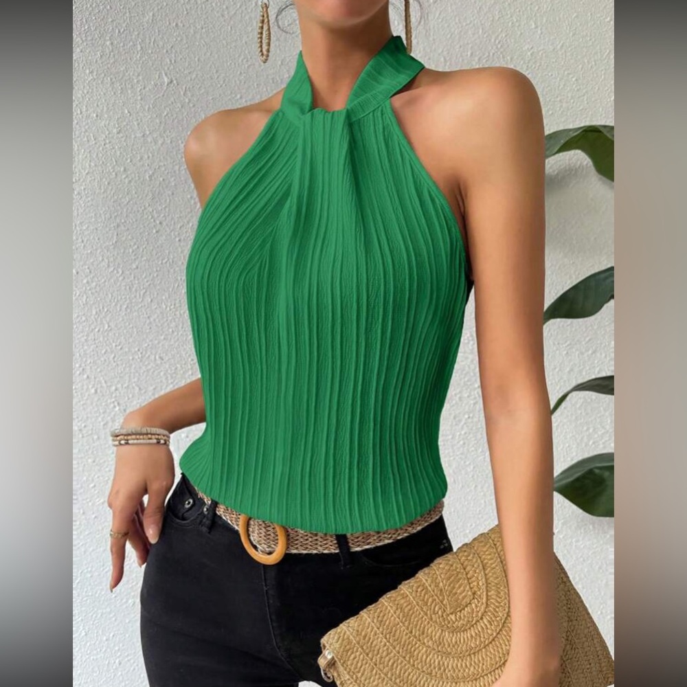 Elegant Green Halter Top - Picture 6 of 7
